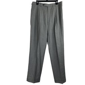 Oscar De La Renta Pants Mens Sz 34x31 Wool Pleated Front Gray Business Corp